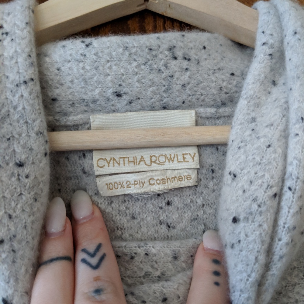 CYNTHIA ROWLEY Flecked Cowl Neck Cashmere Sweater - Picture 2 of 6